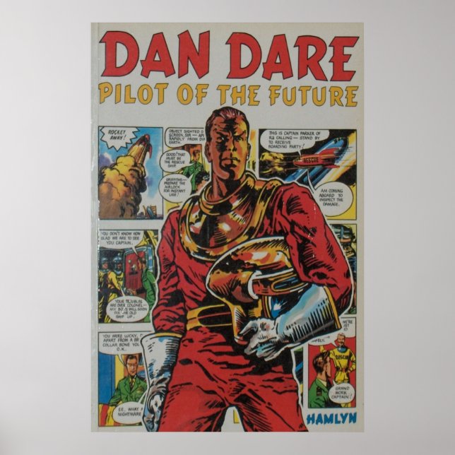 Dan Dare retro tecknad bok art Poster (Framsidan)