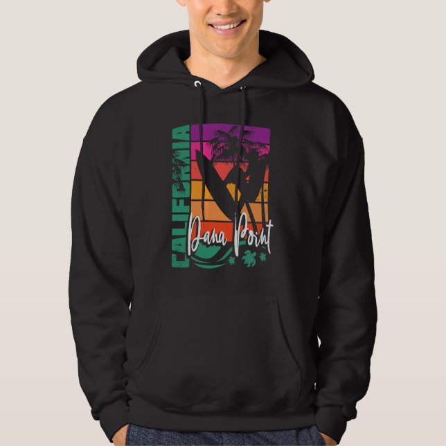 Dana Point California Retro Sunset Beach Surfer So Hoodie (Framsida)
