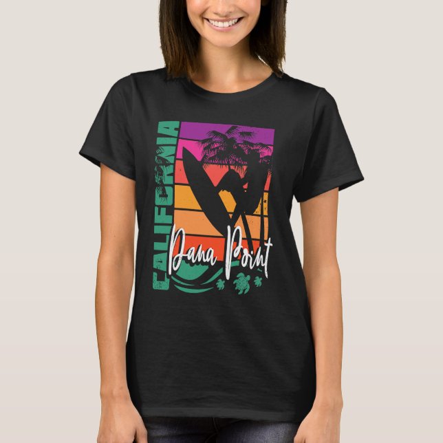 Dana Point California Retro Sunset Beach Surfer So T Shirt (Framsida)