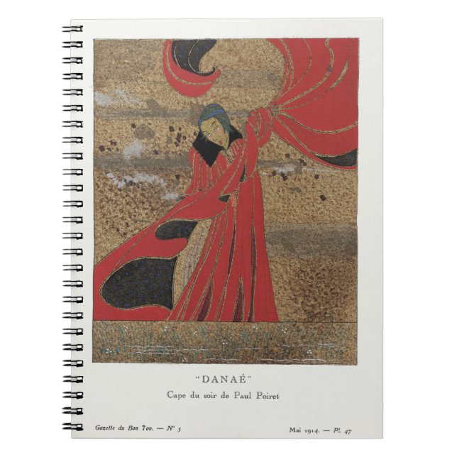 "Danaé": Cape du soir av Paul Poiret mode Anteckningsbok (Framsidan)