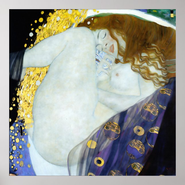 Danae - Gustav Klimt - Art nouveau Poster (Framsidan)