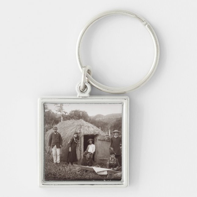 Danande Tappa, en infödd trasa, c.1875 Fyrkantig Silverfärgad Nyckelring (Framsidan)