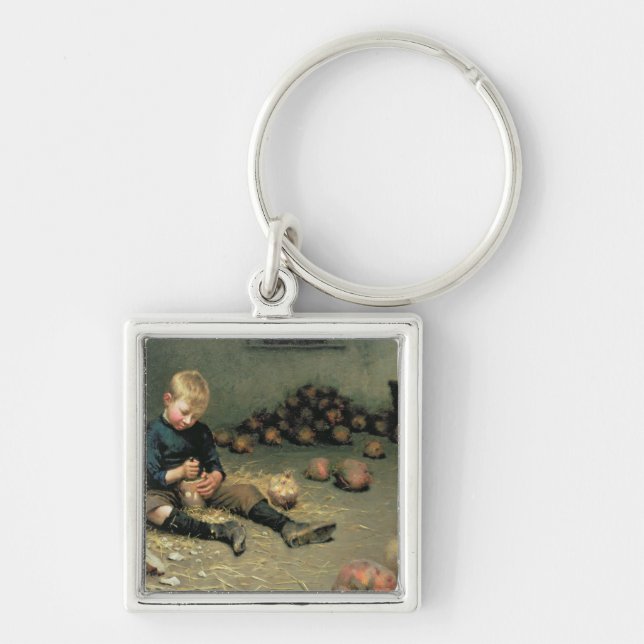 Danandelyktor Fyrkantig Silverfärgad Nyckelring (Framsidan)