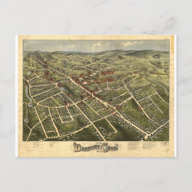 Danbury Connecticut 1875 Vykort (Framsida)