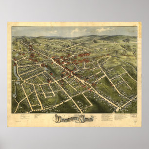 Danbury Connecticut 1885 antika panorama- karta Poster