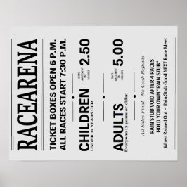 Danbury Fair Racearena Biljett Sign Reproduction 5 Poster