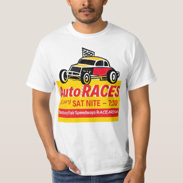 Danbury Fair Speedways Racearena Sign Logotyp Gult T Shirt (Framsida)