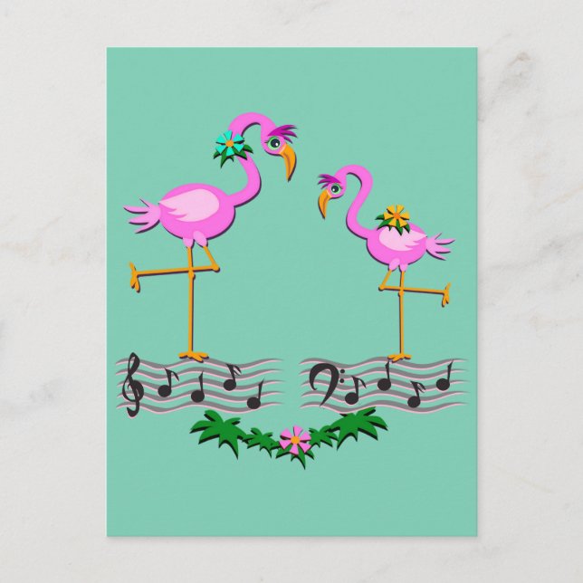 Danccing Flamingos Vykort (Framsida)