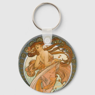 Dance (1898), Alphonse Mucha Fine Art Nouveau Nyckelring