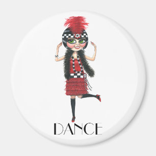 Dance 1920-talets Stort öga Flapper Girl Magnet