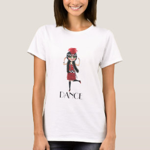 Dance 1920-talets Stort öga Flapper Girl Tee Shirt