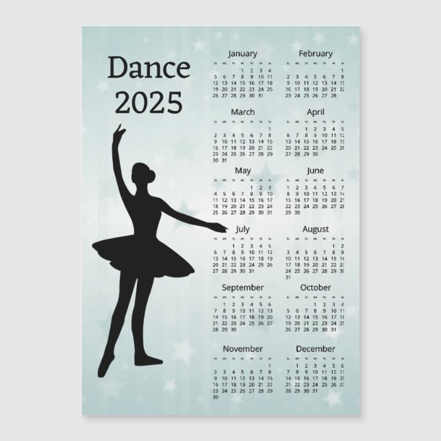 Dance 2025 Calendar Magnetic Card (Framsida)