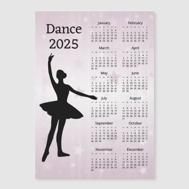 Dance 2025 Calendar Magnetic Card (Framsida)