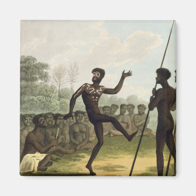 Dance, aboriginum från New South Wales engrave Magnet (Framsidan)