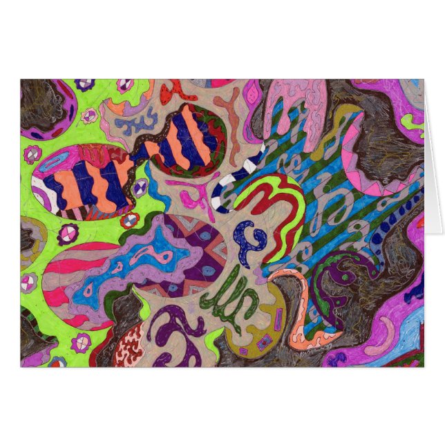 "Dance"-Abstrakt Hälsningskort (Framsidan Horizontal)