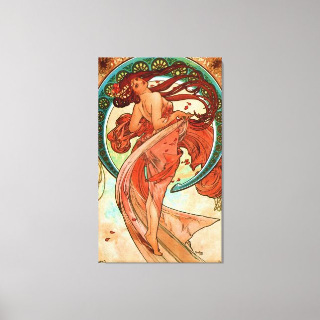 Dance Alphonse Mucha Art nouveau Canvastryck (Framsida)