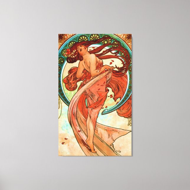 Dance Alphonse Mucha Art nouveau Canvastryck (Framsida)