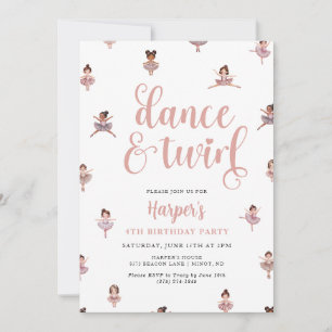 Dance and Twirl Ballerina Birthday Inbjudningar