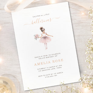 Dance and Twirl Ballerina Birthday Simple Elegant Inbjudningar