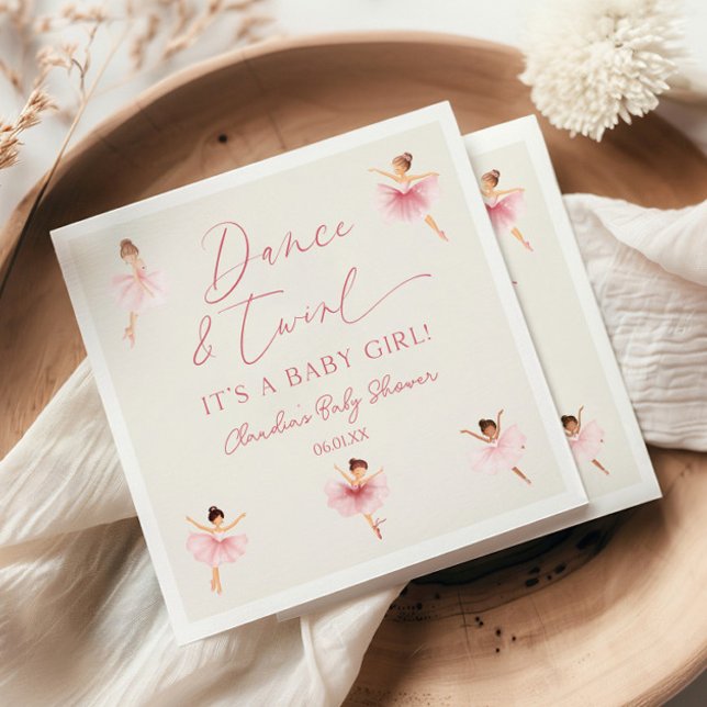 Dance and Twirl Ballerina Rosa Ballet Baby Shower Pappersservett (Skapare uppladdad)