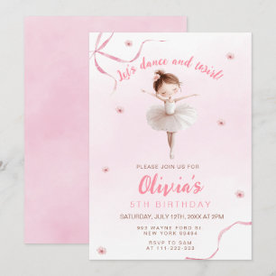 Dance and Twirl Little Ballerina Girl Birthday Inbjudningar