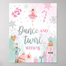 Dance and Twirl Nutcracker Ballerina Girl Silver Poster