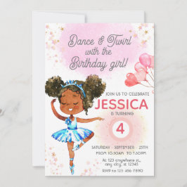 Dance and Twirl Rosa girl Anpassningsbar Birthday Inbjudningar