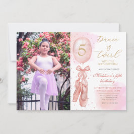 Dance and Twirl Rosa girl Anpassningsbar Photo Bir Inbjudningar