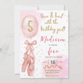 Dance and Twirl Rosa Girl Girl Girl Ballet Birthda Inbjudningar