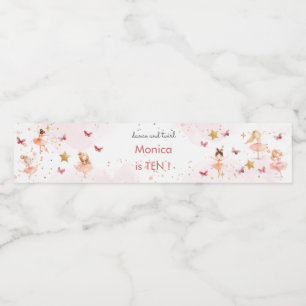 Dance and twirl söt ballerina ballet-barnfödelseda vattenflaska etikett