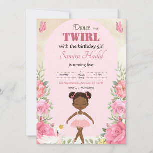 Dance and Twirl söt Ballerina blommigt Inbjudningar