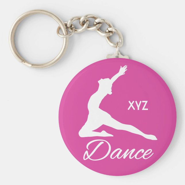 DANCE anpassningsbar monogram och färg nyckelringa Nyckelring (Framsidan)