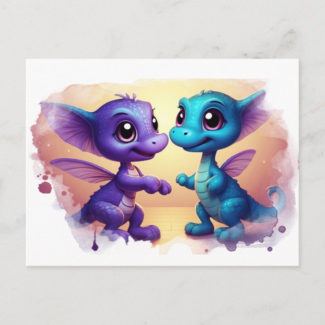 *~* Dance AP48 PHOTO Inbjudan Dragon Dino-vykort (Framsida)