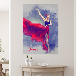 Dance Art, Dancer, Ballet, Red, Black Kanvastryck