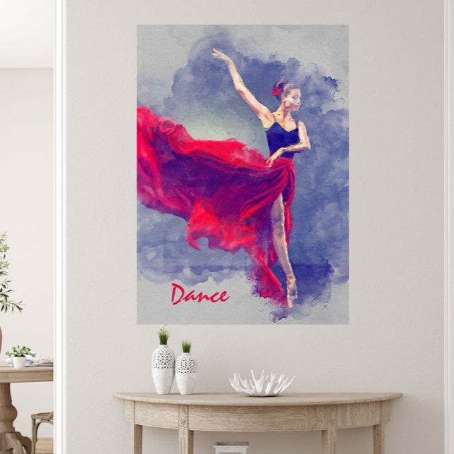 Dance Art, Dancer, Ballet, Red, Black Kanvastryck (Dance Art, Dancer, Ballet, Red, Black Canvas Print)