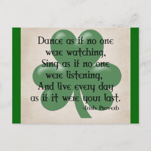 Dance as if: Irish Proverb (Black Design) Vykort