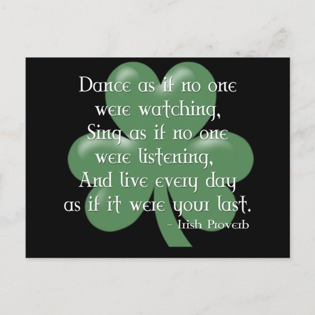 Dance as if: Irish Proverb (White Design) Vykort (Framsida)