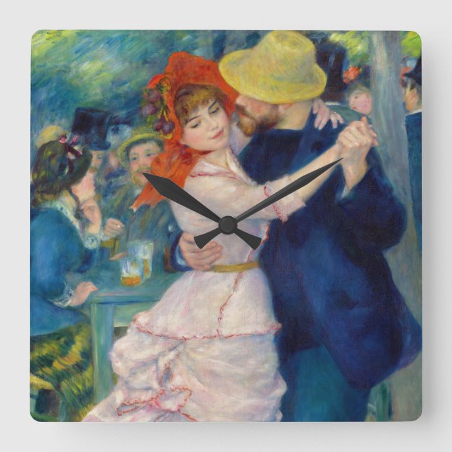 Dance at Bougival, 1883 of Pierre-Auguste Renoir Fyrkantig Klocka (Framsida)
