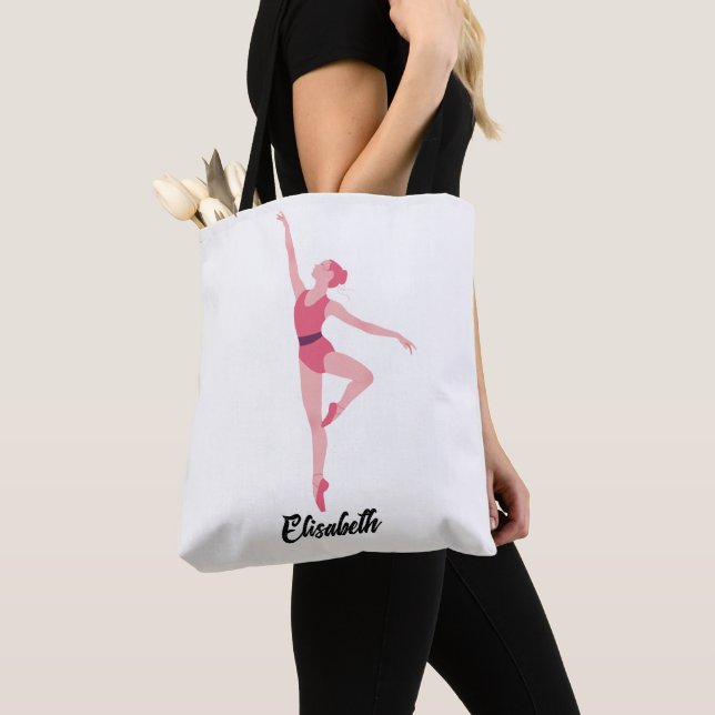 Dance Ballerina Personlig Tote Bag - Elegant Tygkasse (Närbild)