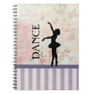 Dance - Ballerina Silhouette på Vintagens bakgrund Anteckningsbok