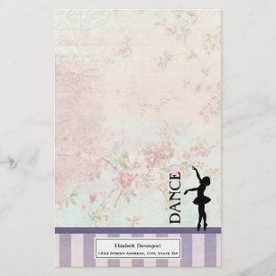 Dance - Ballerina Silhouette på Vintagens bakgrund Brevpapper