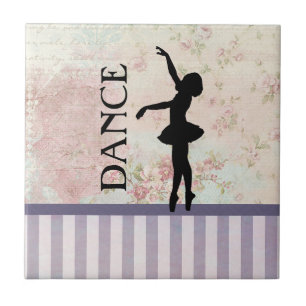 Dance - Ballerina Silhouette Vintage Background Kakelplatta