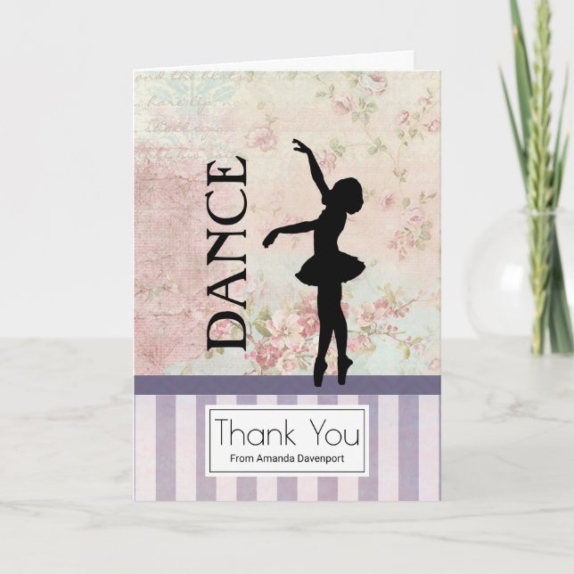 Dance - Ballerina Silhouette Vintage Tack Kort (Framsida)
