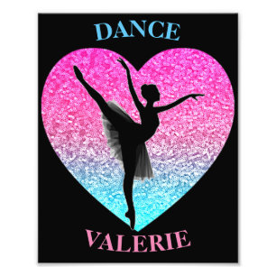 Dance Ballerina w/ Personlig Namn Fototryck