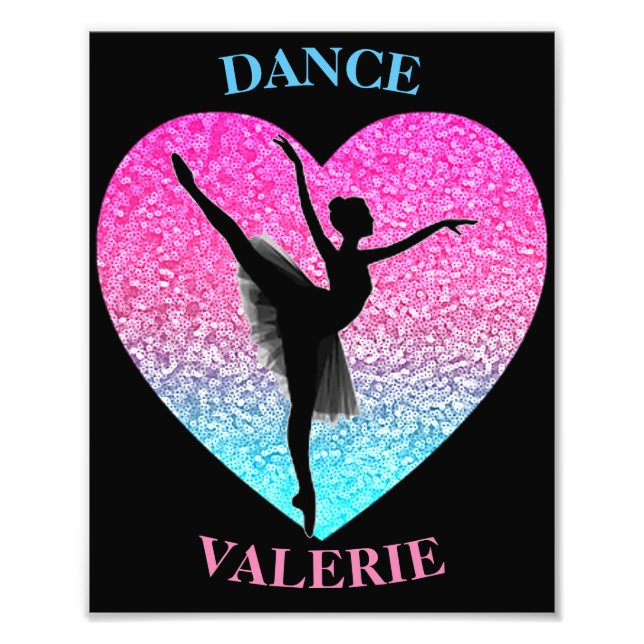 Dance Ballerina w/ Personlig Namn Fototryck (Framsidan)