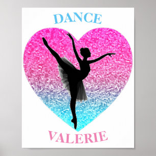 Dance Ballerina w/ Personlig Namn Poster