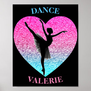 Dance Ballerina w/ Personlig Namn Poster