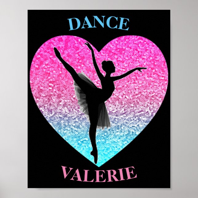Dance Ballerina w/ Personlig Namn Poster (Framsidan)