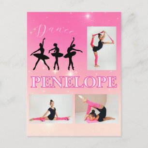 Dance Ballet Rosa Gradient 3 Photo Personlig Helg Vykort