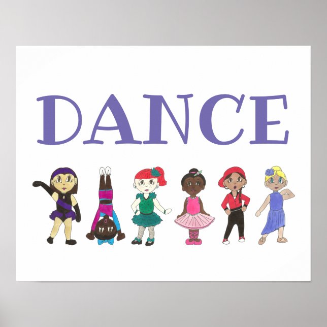 DANCE Ballet Tap Jazz Acro Hip hop Lyrical Dancers Poster (Framsidan)